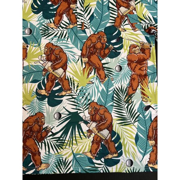Bigfoot Sasquatch Golf Hawaiian Shirt Men XL Polo Shirt Golfing Golf Ball Funny - Picture 2 of 6